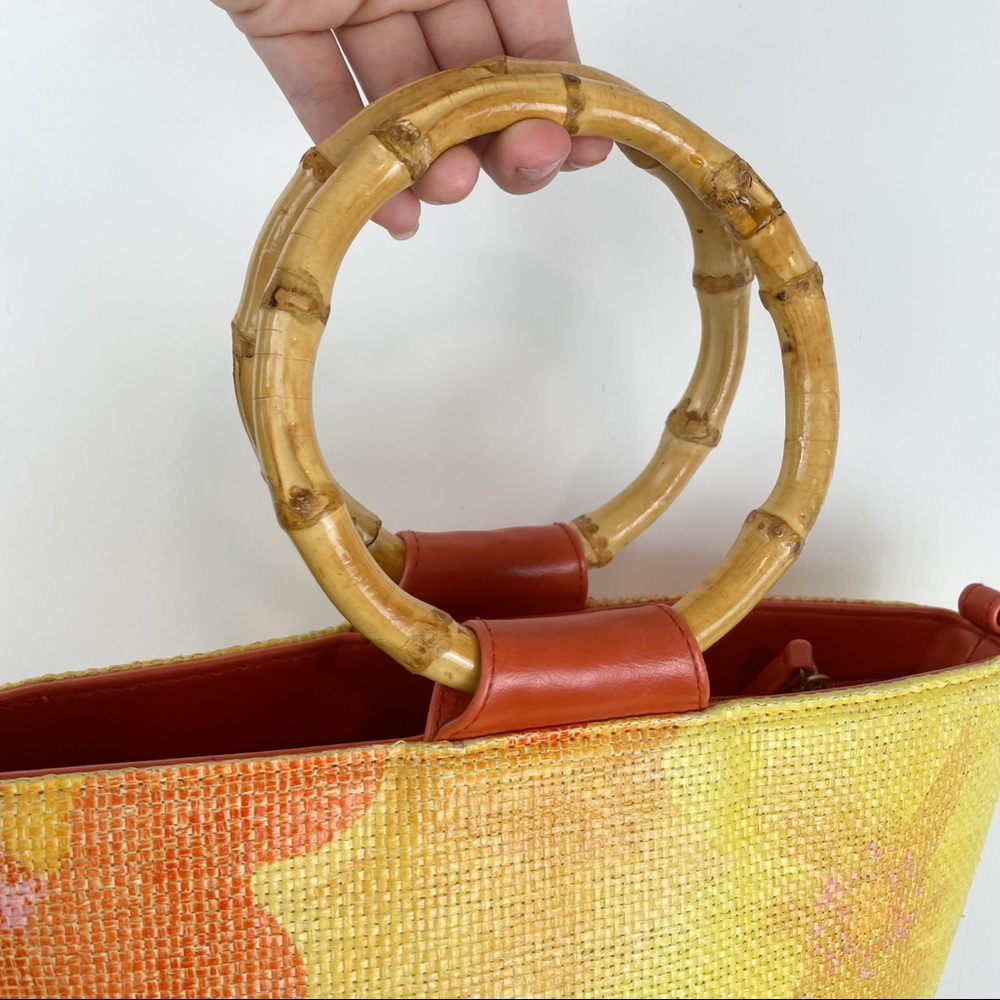 Vintage Sunny Hawaii Floral Bamboo Handbag - Picture 4 of 12